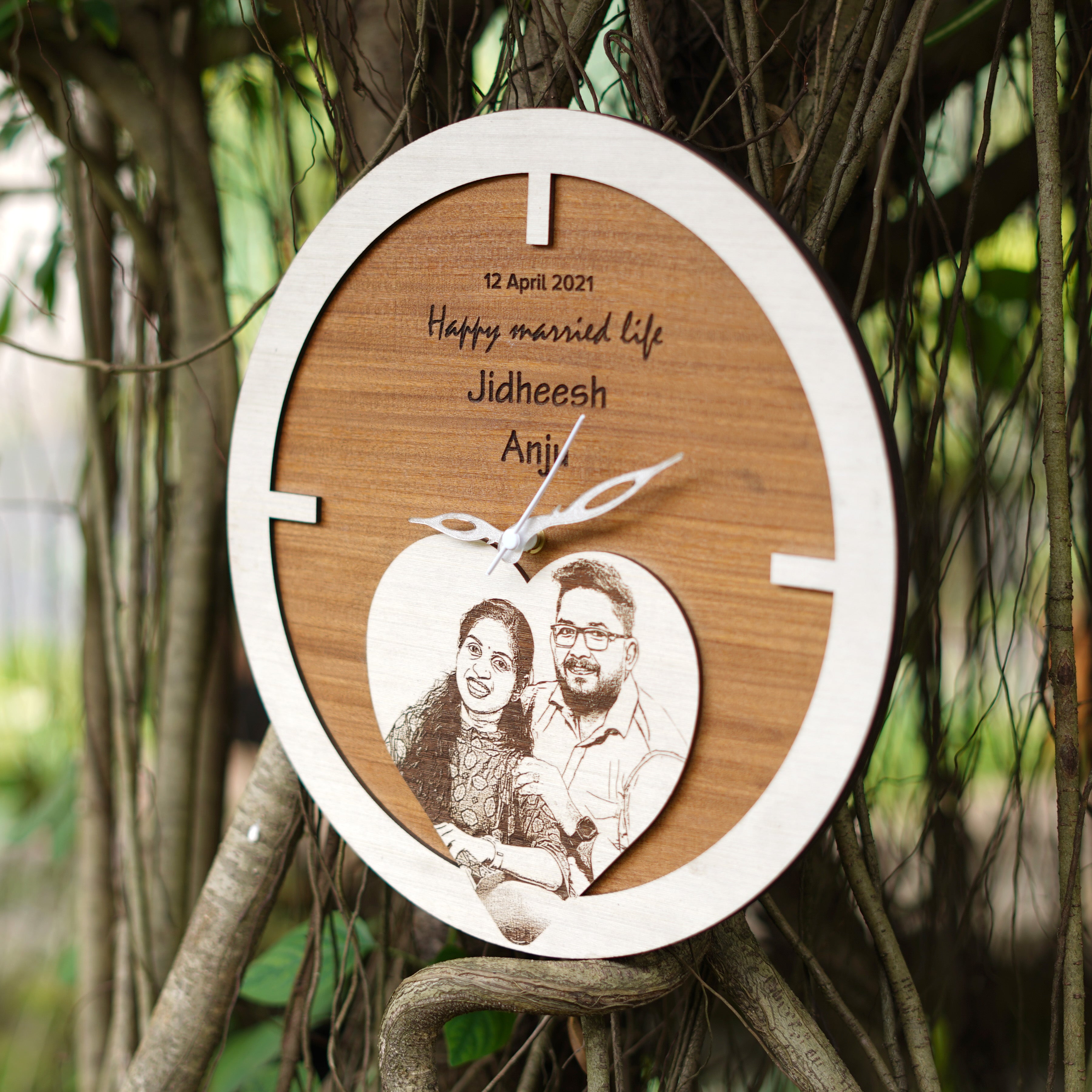 Buy Personalized Wall Clock, Custom Clock, Engraved Wood Clock for Wedding  Gift, Wood Clock Face, Custom Clocks for Wall, Wood Wedding Gift Online in  India - Etsy